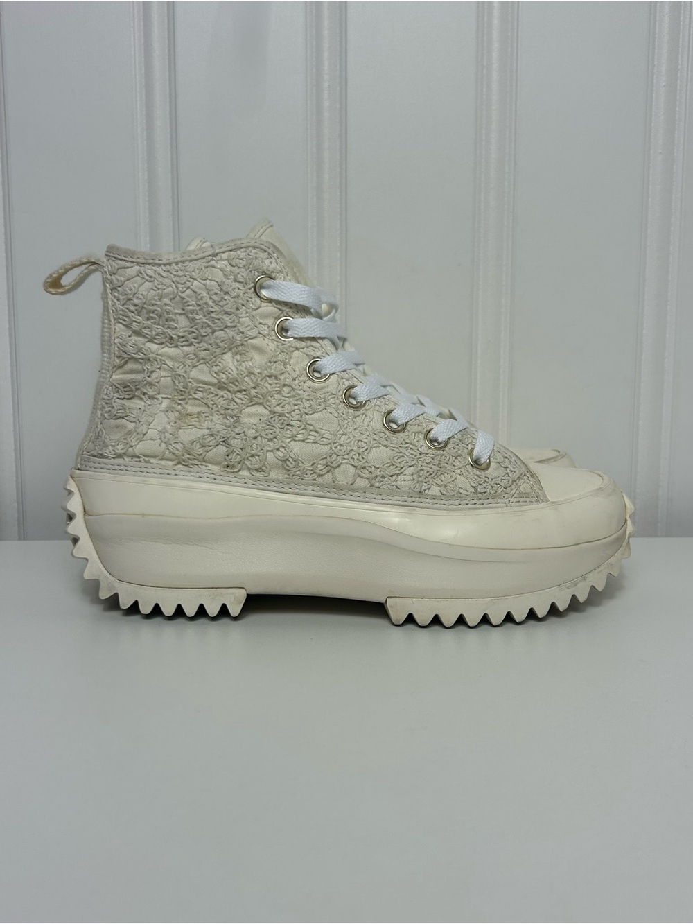 Converse ctas hi run star hike woven daisy cord floral cream platform lift w 6.5